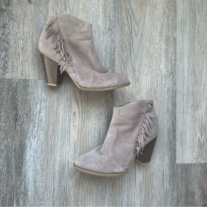 Rebel fringe ankle booties by Bamboo